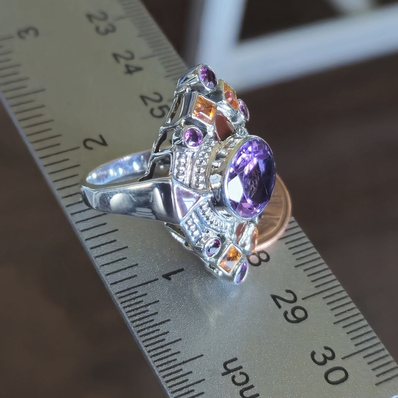 NICKY BUTLER 925 Sterling Silver Amethyst Topaz Rhodolite Designer Ring Sz 6 NWT - Picture 8 of 16